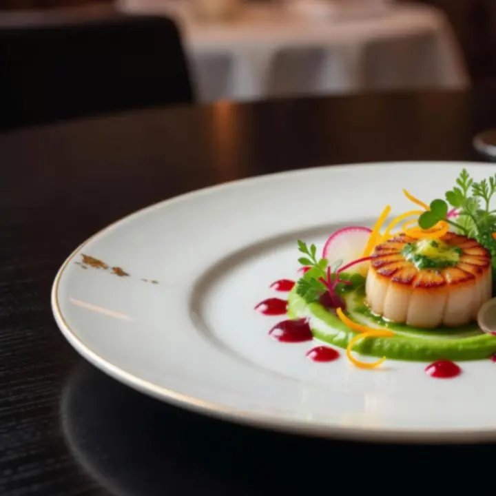 Gourmet fogás művészi tálalással közelről