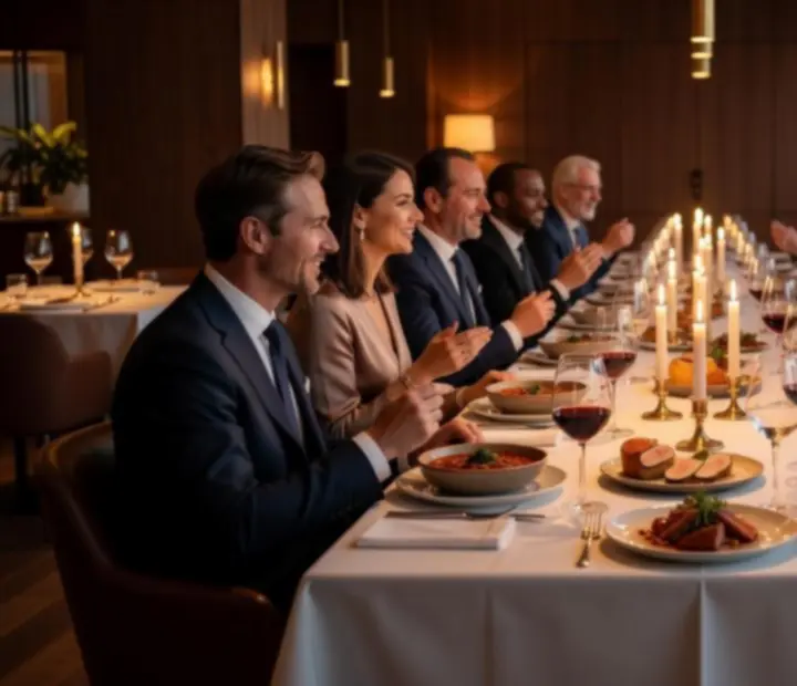 Elegáns gourmet vacsoraest gyertyafényes asztalokkal és prémium tálalással Budapesten.