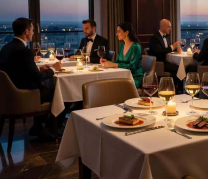 Gyertyafényes fine dining vacsora asztal és elegáns pókerasztal Budapesten.